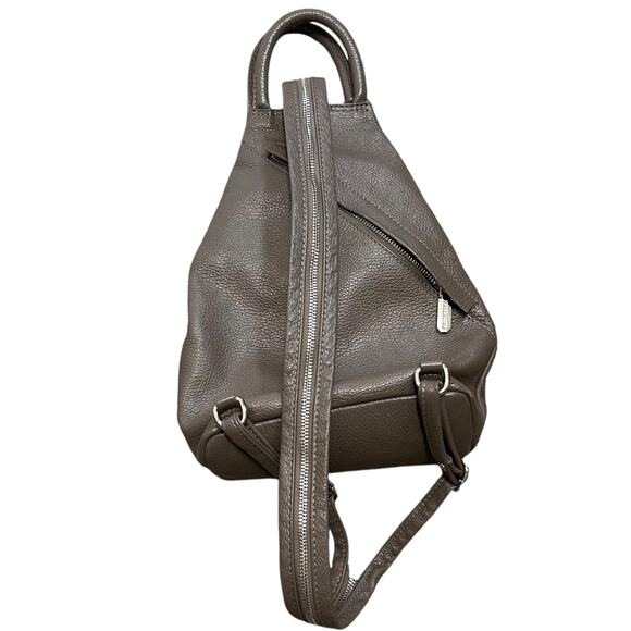 Valentina Italia Pebbled Leather Convertible Sling Backpack Taupe Everyday Italy main image 10